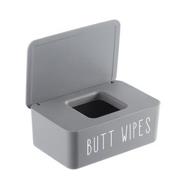 illikkuyax Butt Wipe Holder Flushable Baby Wipe Container Dispenser for Nursery Diaper Easy to Access,7.28" L x 4.80" W x 2.75" H (Grey)