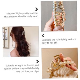 FRCOLOR 2pcs Elegant Pearl Hair Clips for Women Geometric Claw Clips Durable Hair Accessories for Stylish Design for All Occasions