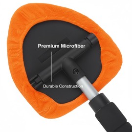 2-in-1 Car Windshield Cleaner & Snow Scraper for SUV Truck Auto Glass | Extendable 17-29" Reach, 180° Swivel Head, 4 Microfiber Pads & Spray Bottle | Interior Fog Remover, Winter Ice Scraper Tool