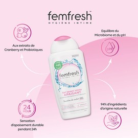 Femfresh - Soothing Intimate Wash Gel with Cranberry & Probiotic Extracts, Pleasant Feeling 24 Hours - 250ml