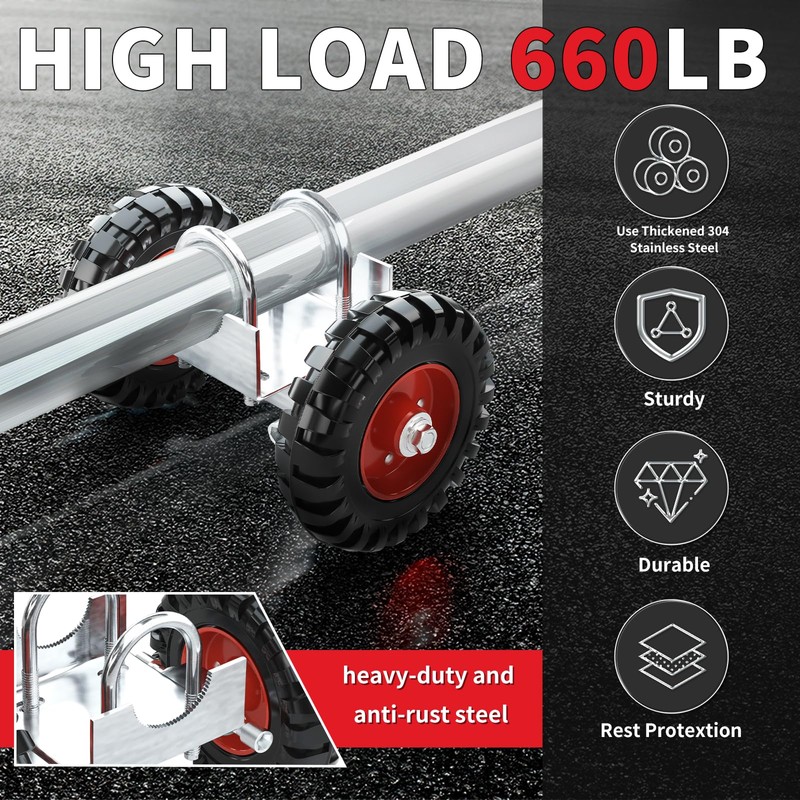 Rolling Gate Wheel, 8-Inch Rubber Wheel Carrier for Driveway Chain