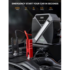 Car Jump Starter Portable with Air Compressor, NOPAARD 2000A Car Battery Jumper Starter with 150PSI Tire Inflator, 12V Jump Box with Air Compressor for 8.5L Gas/7.0L Diesel, Jump Pack with Carry Case