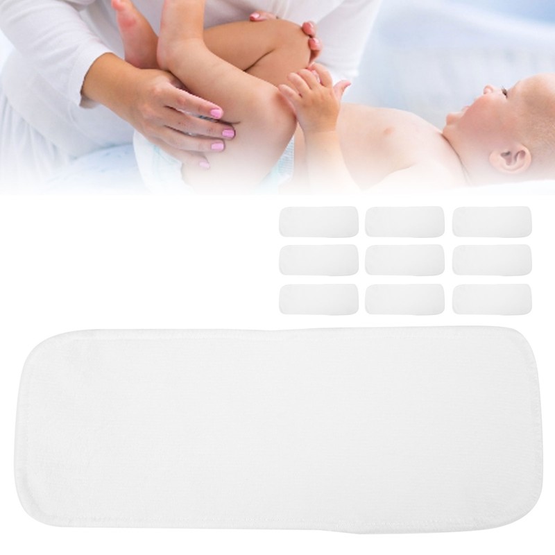 10Pcs Washable Baby Diapers Reusable Quick Absorbent 2‑Layer Superfine Fiber