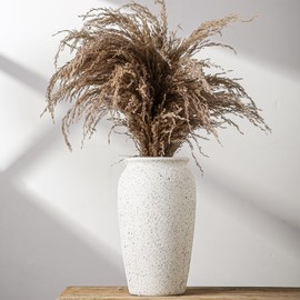 Rustic Farmhouse Flower Large Ceramic Vase, Vintage Pampas Grass Vase, White Modern Decorative Ceramic Flower Vase for Home Decor, Table, Living Room Decoration, Shelf Decor, Mantel, 9.8 Inch
