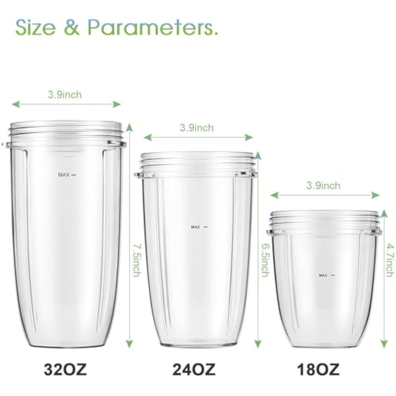 Replacement Cup for Nutribullet Replacement Parts 18oz/24oz/32oz for Nutri Bullet