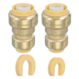 PATIKIL 6 Pcs Straight Stop Valve 3/4" x 1/2" Compression Water Shut Off Valve 1/4 Turn Operation with 3/4" Disconnect Clip for Faucet Toilet Pex Copper Cpvc Pipe Brass, Gold