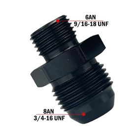 PRUNkuar 8AN Flare to 6AN ORB Male O-Ring Fuel Rail Adapter Fitting Black 2Pcs