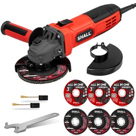 SHALL 4-1/2 Inch 11000 RPM Angle Grinder 4Amp with 2 Guards, 3 Cutting Discs, 3 Grinding Wheel, Non-Slip Handle, Wrench and Carbon Brush for Metal and Wood