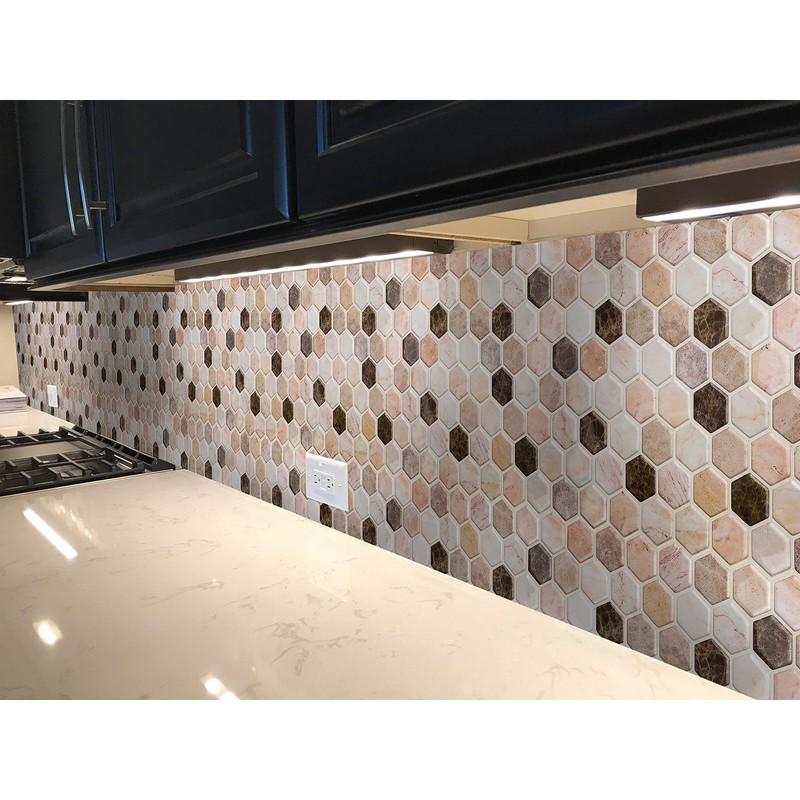 Decopus 3D Peel and Stick Tile (Hexagon Marble Brown 10Pack