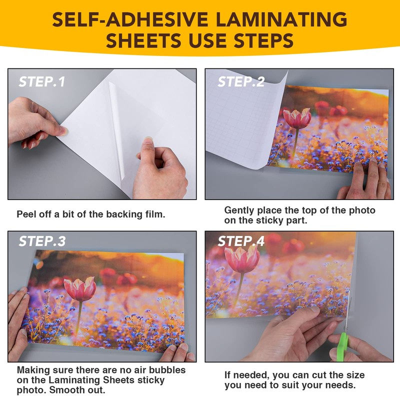 40 PCS Self-Adhesive Laminating Sheets, 9 x 12 Inches Clear