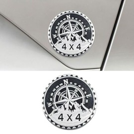 Compass Badge Rated Car Emblem, 4 x 4 Round Automotive Emblem Decal, 3D Metal Car Exterior Decoration Sticker for Cars, Trucks, SUVs, Wrangler Vehicle