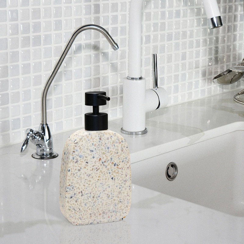 Asashizen Classic Terrazzo Retro Resin Soap Dispenser Bathroom, Easy to