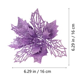 DEARMAMY Pack of 12 Artificial Christmas Star with Glitter Purple Hollow Flowers for Christmas Tree Wedding Party Wreath Garland DIY