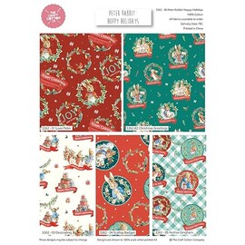 Peter Rabbit Hoppy Holidays Christmas Cotton Fat Quarter Bundle of 5 Quilting Fabrics.