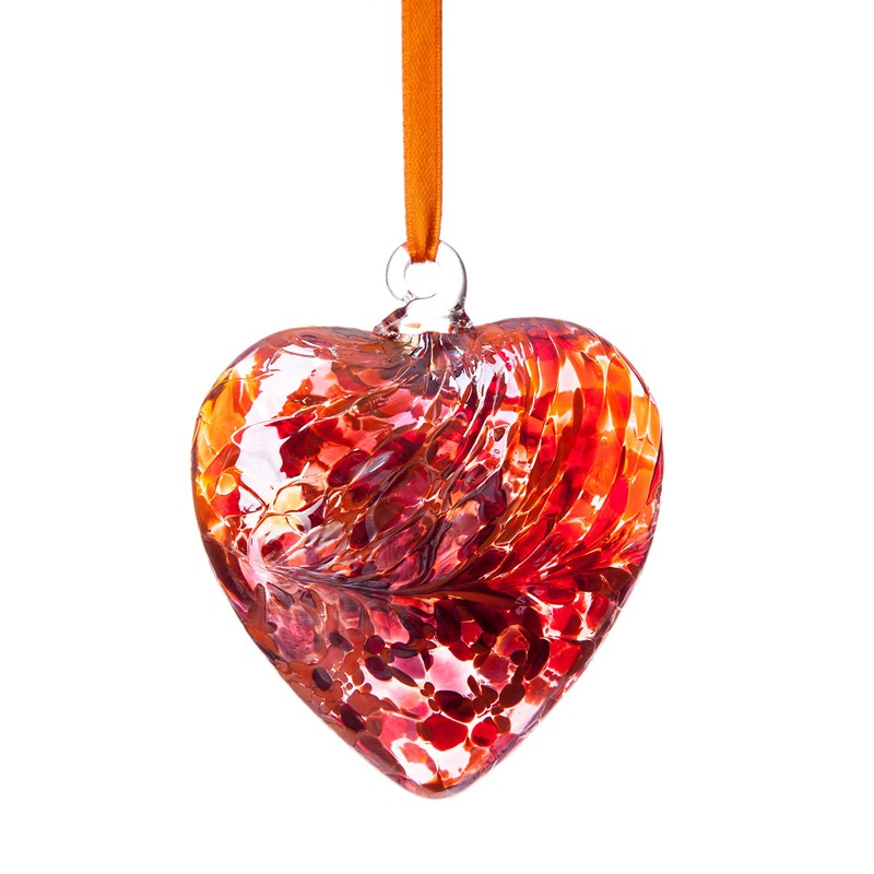 July Ruby 8cm Birthstone Glass Heart with Heart Stand