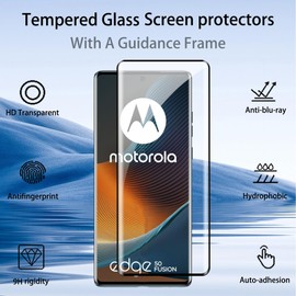 zZjoOoj Compatible with Motorola Moto Edge 50 Fusion for Tempered Glass, Pack of 2 3D Screen Protectors & 2 Camera Tempered Glass Film, 9H Hardness Anti-Scratch Protective Glass, HD