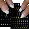 3D Self-Adhesive Star Nail Art Stickers - 12 Sheets Silver