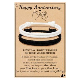 Btysun Matching Couples Bracelets Anniversary Engagement Gifts for Couples Adjustable Matching Bracelets with Braided Rope Valentines Day Gifts