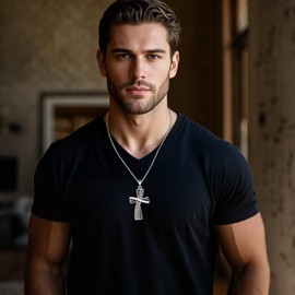 ONEFINITY Cross Necklace 925 Sterling Silver Celtic Knot Cross Pendant Wood Cross Jewellery Gifts For Women Men