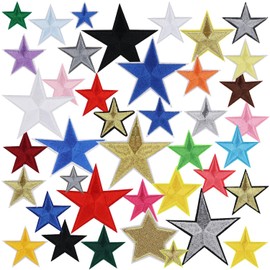 40pcs Star Iron on Patches, Colorful Embroidered Patches Appliques Star Applique Patches Five Pointed Star Patches Sew on Decorations for DIY Crafts Jeans Bags Hats Clothing Repairing