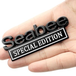 PQPQP Seabee Special Edition Car Emblem with 2 Adhesives, 3D Badge Decal for Trucks, Metal Stickers Replacement Fit Universal Vehicle, Veteran Gifts for Men (Black & White)
