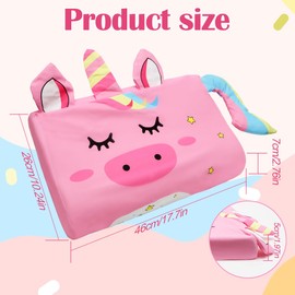 Yuragim Schlummerkids Kissen Kinder, Calmly Kinderkissen 46 x 26 cm, Kawaii Tiere Kinderkopfkissen, Memory Atmungsaktiv Komfortkissen Kinder, Ergonomisches Kissen Kinder mit Kühlender Kissen Bezug