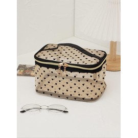 Summer Large Capacity Travel Cosmetic Bag, Portable Mesh Makeup Bag, Zipper Toiletry Bag, Hollow Out Design Fashion Makeup Bag, Simple Suitable for Women Outdoor Travel - Color: White, Size: one-size