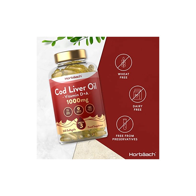Cod Liver Oil Supplement 1000mg | 360 Softgels | with