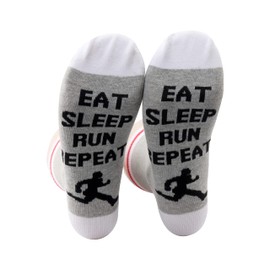 PXTIDY Running Socks Eat Sleep Run Repeat Crew Socks Running Runner Gifts For Girl Men Woman Athletes, Sprinters, Runners, Joggers And Marathon Runners (Run)