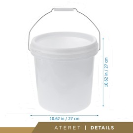 ATERET 2 Gallon White Pail & Lid - Durable Mil All Purpose Pail with Lids - Food Grade - BPA Free Plastic (12 Pack)
