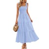 MEROKEETY Women's Summer Boho Maxi Dress Beach Vacation Casual Smocked