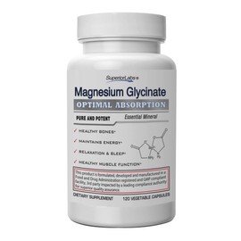 Superior Labs Magnesium Glycinate 1250 mg, High-Absorption, Pure Non-GMO, Supports Quality Sleep, Eases Muscle Cramps, Bone & Heart Health,120 Veg Caps