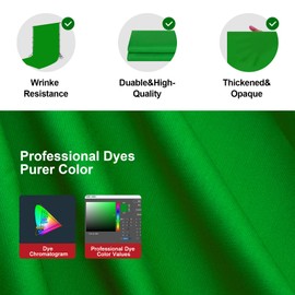 BEIYANG 5 Ft x6.5 Ft Photography Backdrop Green Screen, Green Background Non-Reflective Fabric, Wrinkle Resistance Greenscreen Photo Background for Chromakey Photo Studio Video Shooting