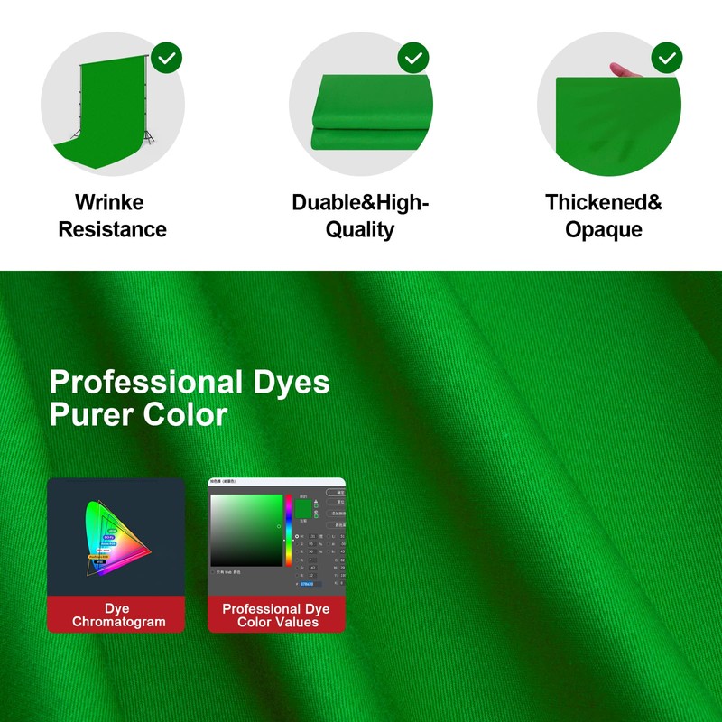 BEIYANG 5 Ft x6.5 Ft Photography Backdrop Green Screen, Green