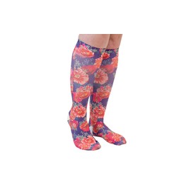 Lymphedivas Poppy Medical Graduated Compression Socks for Women for Swelling in the Legs and Feet 20-30mmHg (Long Open-Toe Large)