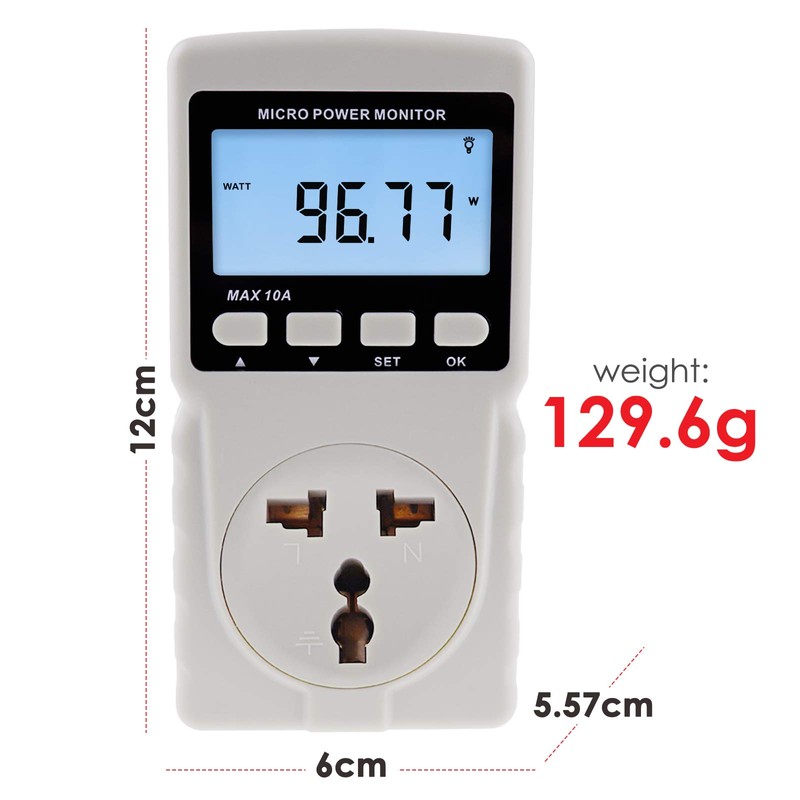 Plug-in Socket Design Power Meter Energy Watt Voltage Current Frequency