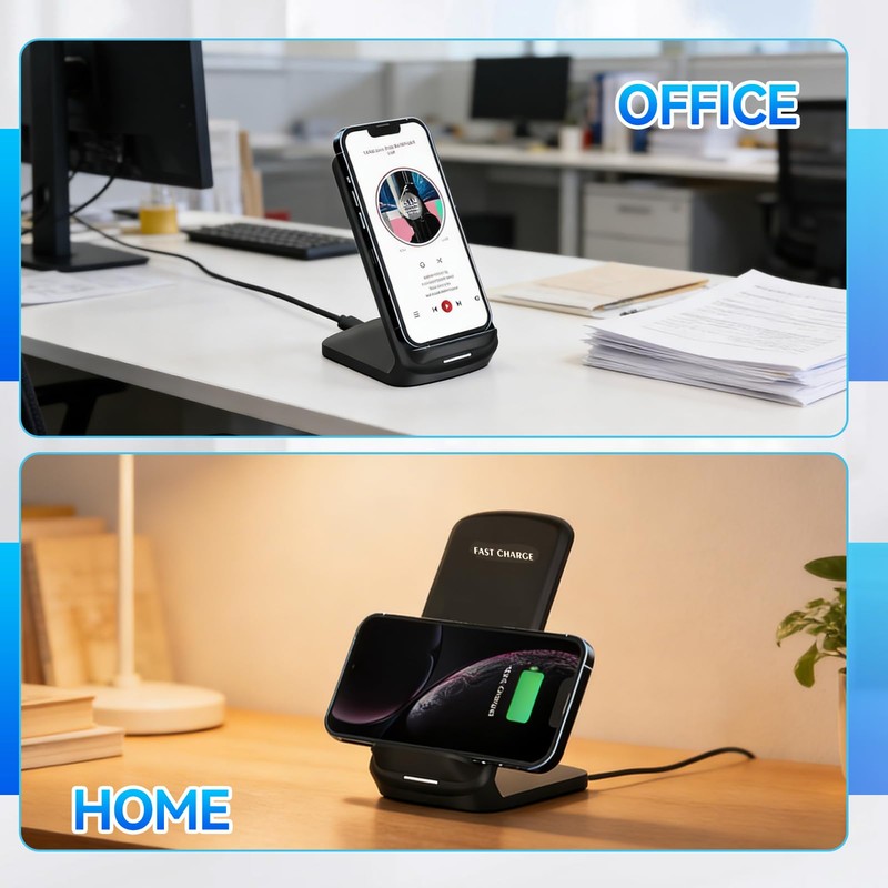 Wireless Charger, 15W Fast Wireless Phone Charger Stand with Dual