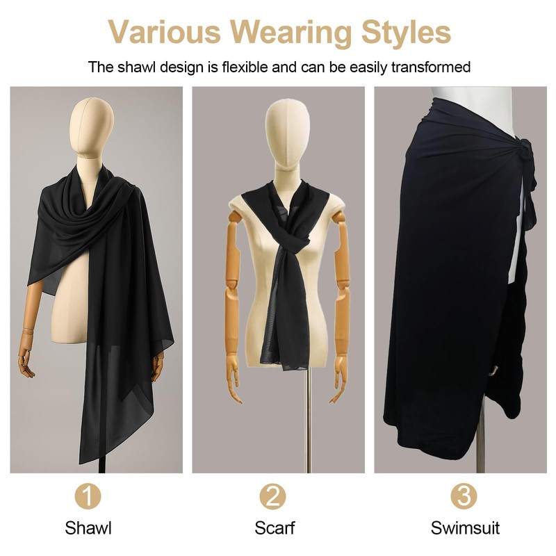 Maxmoc Stole Women's Festive, Chiffon Scarf, Elegant Stole for Evening