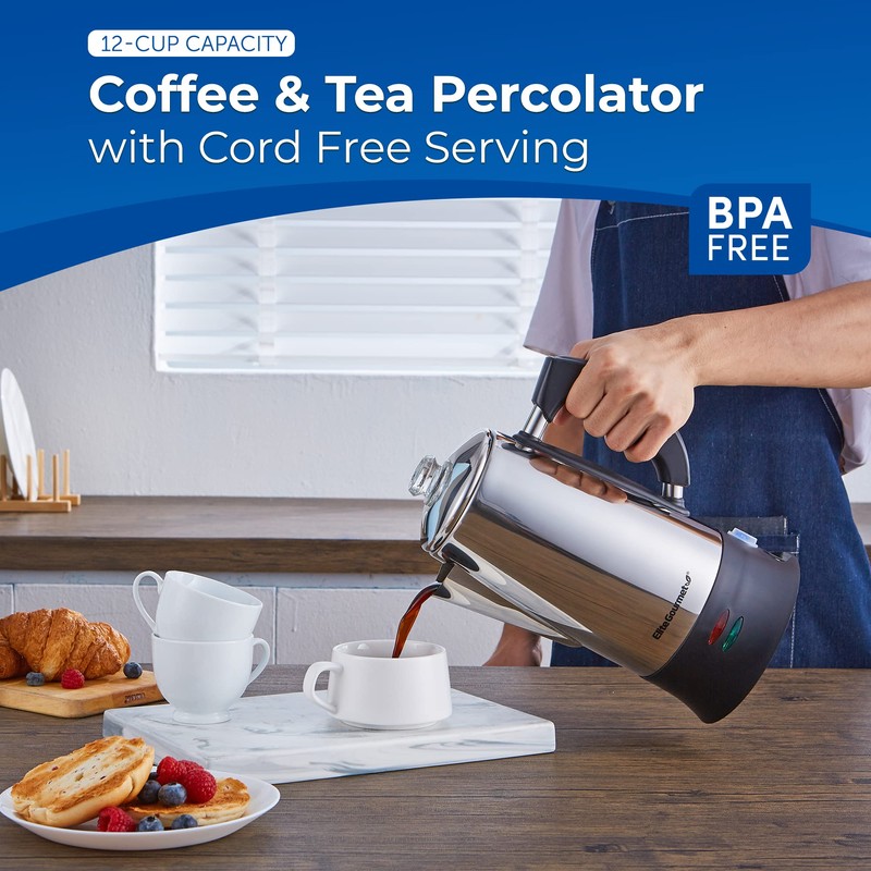 Elite Gourmet EC922 Electric Coffee Percolator, BPA Free, Keep Warm,