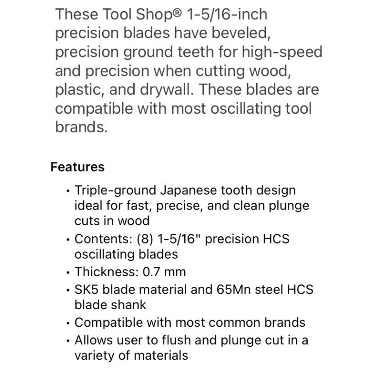 Performax 1-5/16'' End cut oscillating multi-tool saw blade 8 pack