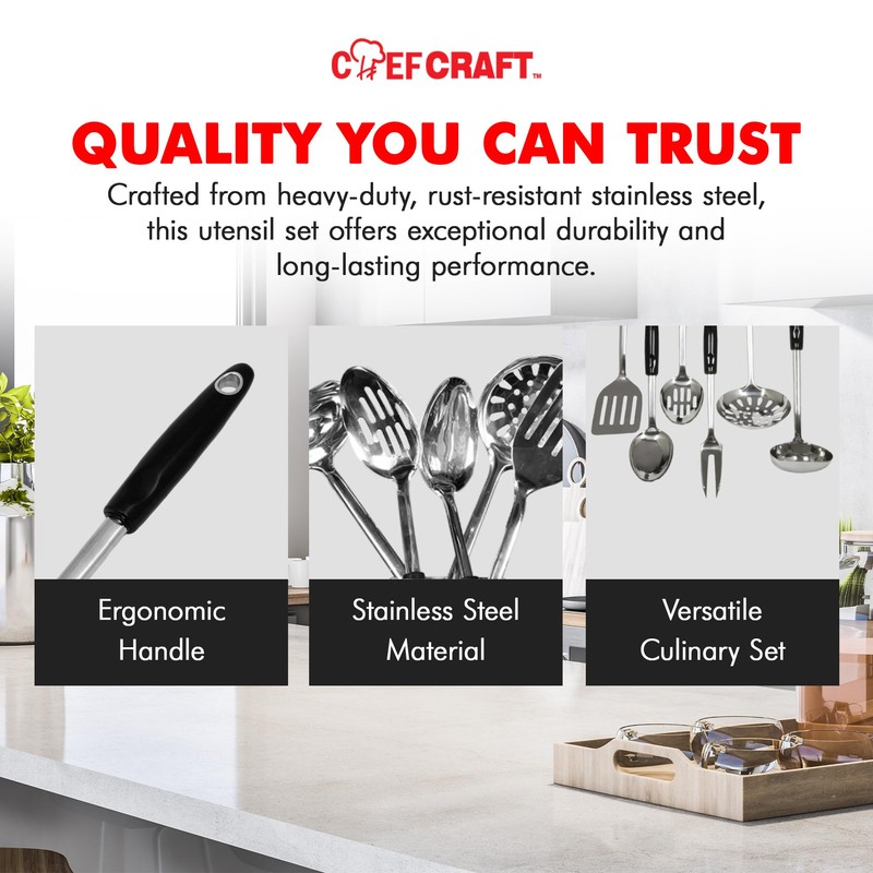 Chef Craft Heavy Duty Kitchen Tool and Utensil Set, 6