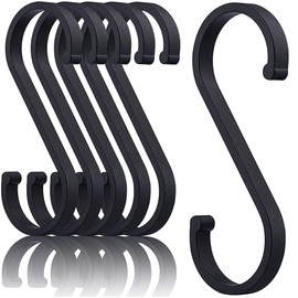 PEPAXON S Hooks Metal Hooks for Kitchen Aluminium Hooks for Bathroom Kitchen Hooks for Utensils Hanging Rail Kitchen Holder Hanging Rail Black (Black-12 Pieces)