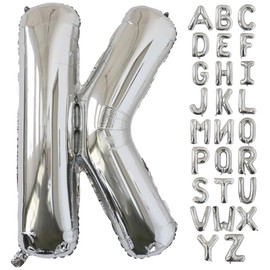 KALOR 40 Inch Silver Letter K Balloons Jumbo Foil Mylar Helium Big Balloons for Birthday Party Anniversary Baby Shower Supplies