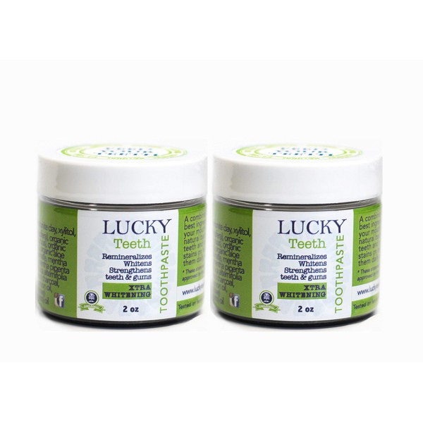 Charcoal Toothpaste Xtra Whitening Toothpaste - by Lucky Teeth - All Natural, Organic, Remineralizing and Fortifying (2 Pack)