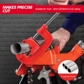Godora Professional 1-3" Pipe Cutter Tool with an Extra Blade, Sharp Rigid Tubing Cutter Cuts Up to Galvanized Pipe and Iron Pipe, Heavy Duty Metal Tube Cutter Great for Plumbers or Metalworkers