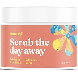 ASUTRA Organic Exfoliating Body Scrub - "VITAMIN C SCRUB" - 100% Pure Himalayan Sea Salt Scrub/Ultra Hydrating & Moisturizing with SKIN SMOOTHING Jojoba, Sweet Almond & Argan Oils - 12oz