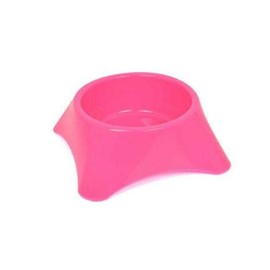 Pet bowl cat dog food water non slip dish plastic light feeder kitten puppy (Pink)