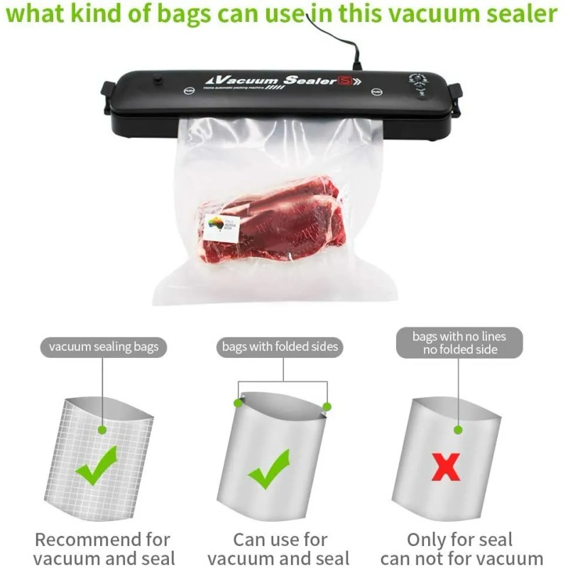 kuled Vacuum Sealer Machine for Food Preservation with 15 Pcs