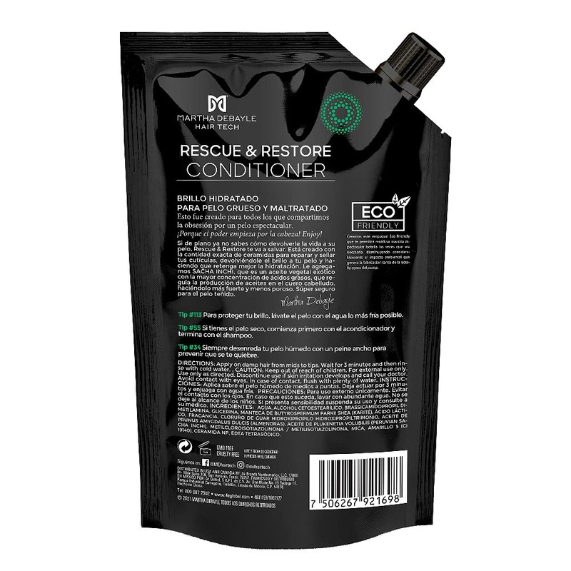 MARTHA DEBAYLE Acondicionador REFILL POUCH RESCUE & RESTORE. Brillo hidratado