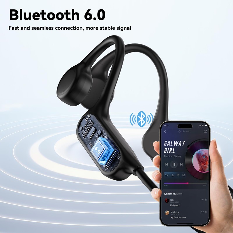 Opinta Swimming Headphones, IPX8 Waterproof Bone Conduction Headphone Wireless Underwater